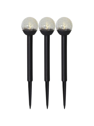 STAR Trading 3x LED Solar-Poller ,Roma, Kunststoff + Glas, schwarz, warmweiß, H 23