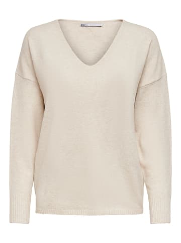 ONLY Feinstrick Pullover ONLRICA LIFE Longsleeve V-Ausschnitt in Creme