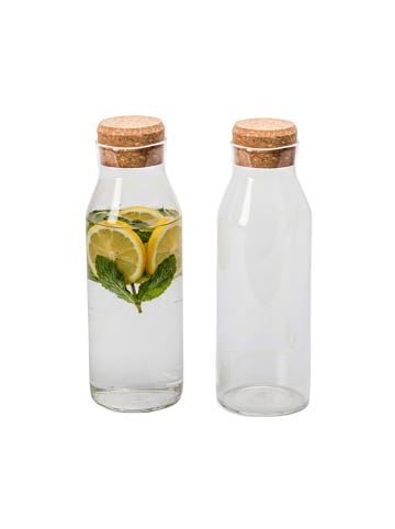 relaxdays 2 x Glaskaraffe in Transparent/ Natur - 1200 ml