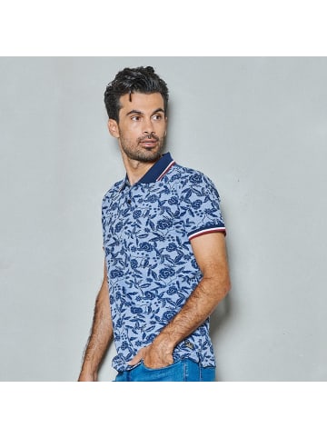 Twinlife Polo-Shirt allover print floral in Blau