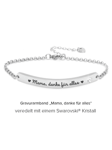 Silvity Gravur-Armband "Mama danke für alles" mit einem Kristall Stein