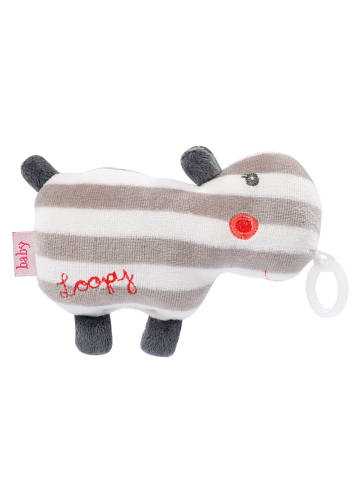 Fehn Mini-Kuscheltier mit Schnullerhalter Nilpferd in grau,bunt
