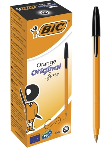 Bic Kugelschreiber Orange fine/ 20 Kulis in Schwarz, fein – Strichstärke 0,35 mm