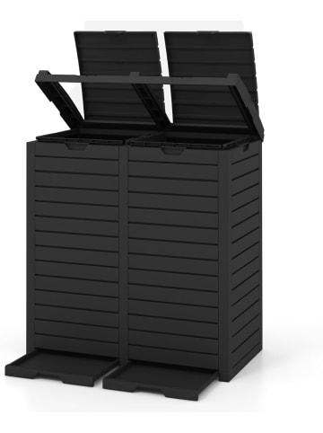 COSTWAY Outdoor-Mülleimer mit Doppeldeckel 235L in Schwarz