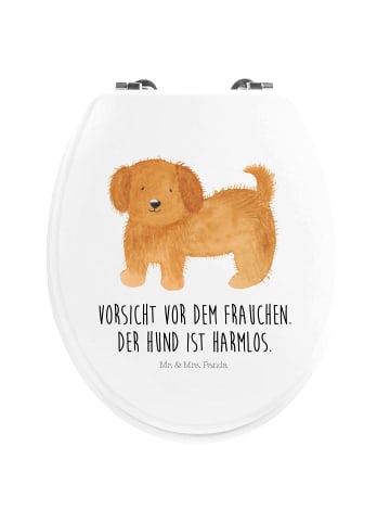 Mr. & Mrs. Panda Motiv WC Sitz Hund Flauschig mit Spruch in Weiß