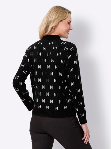 Sieh an! Stehkragenpullover in schwarz-ecru-gemustert