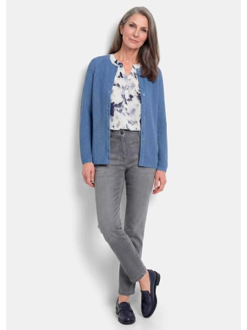 GOLDNER Cardigan aus Baumwolle, Rundhals in rauchblau