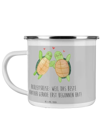 Mr. & Mrs. Panda Becher Hochzeitsreise Abenteuer mit Spruch in Heather Grey