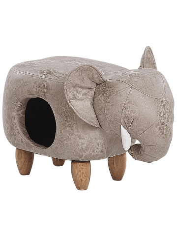 Beliani Tierhocker JUMBO in Grau/Braun - (W) 34 x (H) 38 x (L) 63 cm