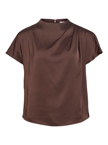 Vila VIELMINA Funnel Neck Kurzarmbluse in Coffee Bean