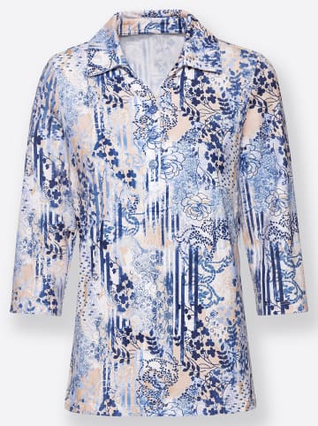 WITT WEIDEN Poloshirt in himmelblau-nachtblau-bedruckt