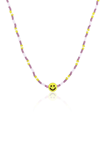 Elli Halskette 925 Sterling Silber Kugel, mit Smiling Face in Violett