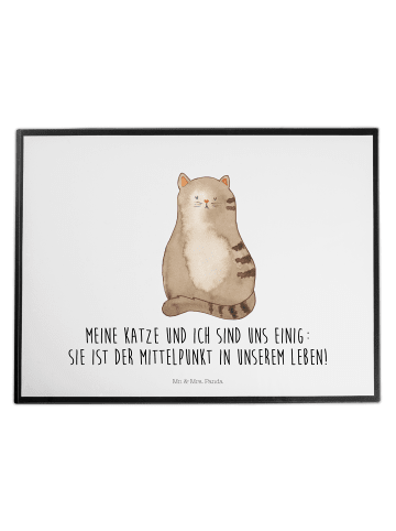 Mr. & Mrs. Panda Schreibunterlage Katze Sitzen mit Spruch in Weiß