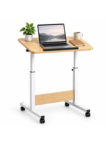 relaxdays Laptoptisch in Weiß/ Natur - (B)60 x (H)67-90 x (T)40 cm