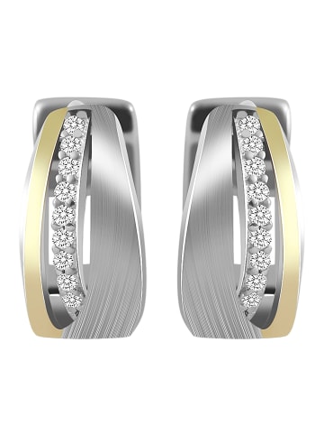 Adeliás Damen Ohrringe – Klappcreole aus 925 Silber mit Zirkonia in silber