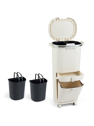 COSTWAY Mülleimer Küche 3 Fächer 2 x 12L & 14L in Beige
