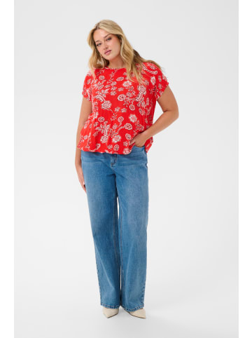 KAFFE curve Bluse kurzarm KCvilana Loose fit in Poppy Red Chalk Flower