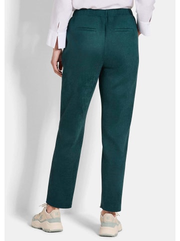 GOLDNER Kurzgröße:  Knöchellange Velourslederhose LOUISA in dunkelgrün