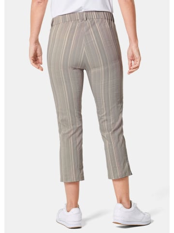 GOLDNER Kurzgröße:  Verkürzte Strukturhose in elastischer Ware in zement