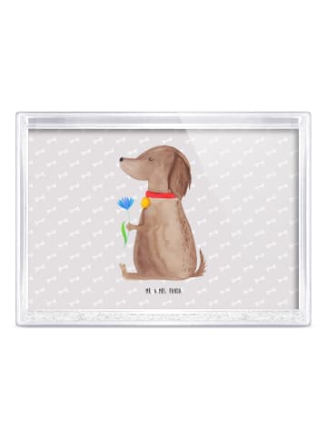 Mr. & Mrs. Panda Schneerahmen Hund Blume ohne Spruch in Grau Pastell