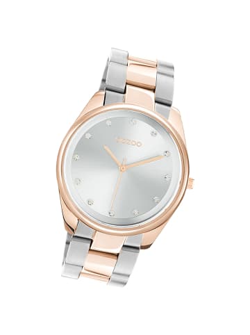 Oozoo Analog-Armbanduhr Oozoo Timepieces silber-rose mittel (ca. 38mm)