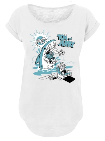 F4NT4STIC Long Cut T-Shirt Tom and Jerry TV Serie Summer Shark in weiß
