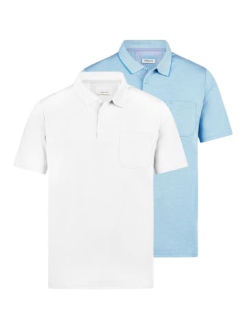Redmond Poloshirt Basic in Weiß / hellblau