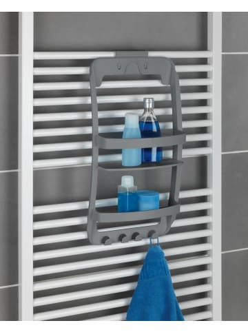 Wenko Duschablage ohne Bohren, 2 Etagen in Grau, (B) 26 x (H) 54,5 x (L) 11,5 cm