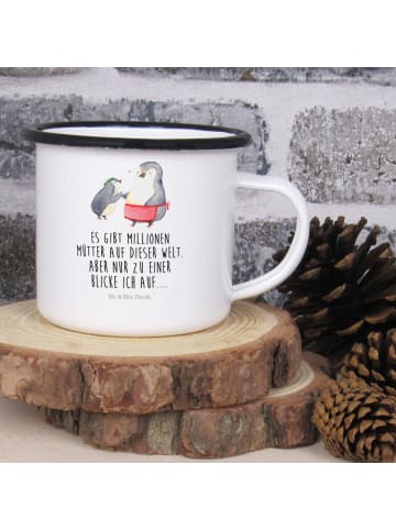 Mr. & Mrs. Panda Becher Pinguin mit Kind mit Spruch in Weiß
