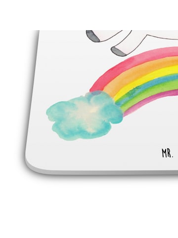 Mr. & Mrs. Panda Tassenuntersetzer Einhorn Regenbogen ohne Spruch in Weiß