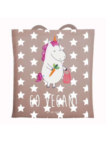 Mr. & Mrs. Panda Tragetasche Einhorn Vegan mit Spruch in Braun Pastell