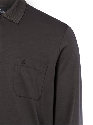 Ragman Langarm-Poloshirt - bügelleicht in schoko - 0017