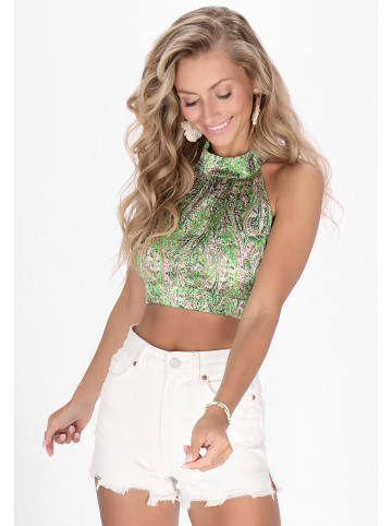 IZIA Women Top in green multicolor
