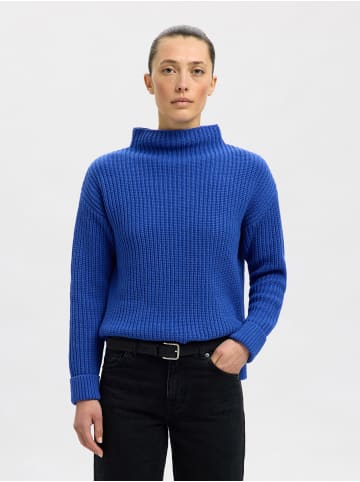 SELECTED FEMME Gemütlicher Strickpullover mit Rollkragen und Seitenschlitz in Blau-2