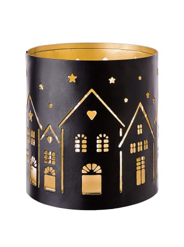 Butlers Windlicht LUMINOUS Häuser in Schwarz