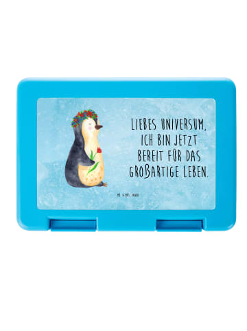 Mr. & Mrs. Panda Bentobox Pinguin Blumen mit Spruch in Eisblau