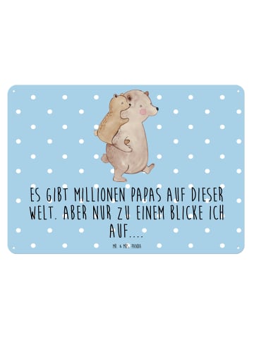 Mr. & Mrs. Panda Blechschild Papa Bär mit Spruch in Blau Pastell