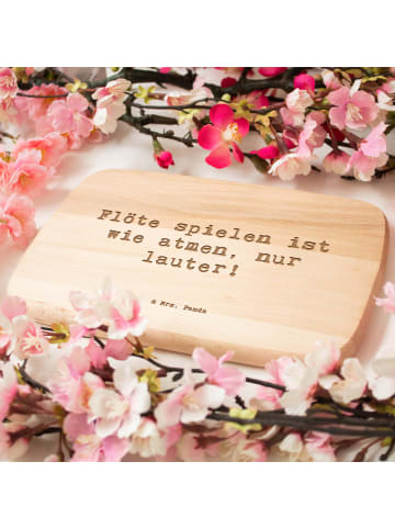 Mr. & Mrs. Panda Schneidebrett Holz Spruch Flöte Atem mit Spruch in Transparent