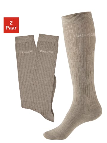Copenhagen Studios Kniestrümpfe in 2x beige meliert