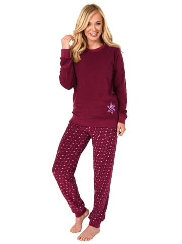 NORMANN Frottee Pyjama Schlafanzug Bündchen Eiskristall - 50137 in rot