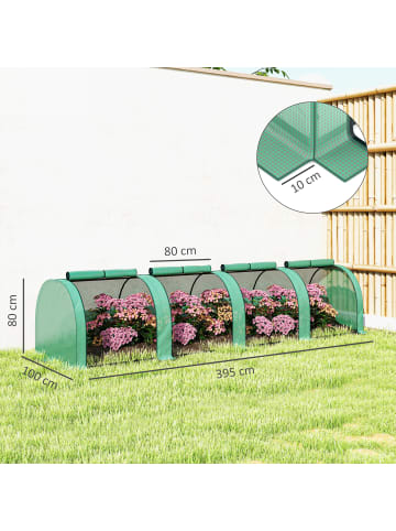 Outsunny Gewächshaus 395L x 100B x 80H cm Grün