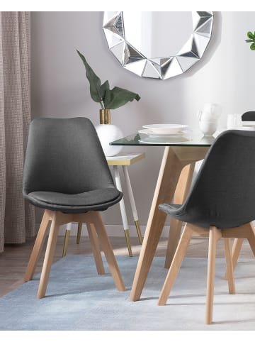 Beliani 2er-Set Esszimmerstuhl DAKOTA II in Grau/Heller Holzfarbton