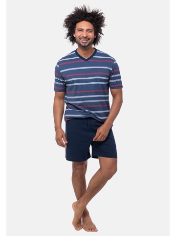 Ammann Schlafanzug Night & Home Cotton in Dunkelblau / blau