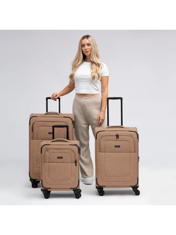 Redolz Essentials 12 THREE SET 4 Rollen Kofferset 3-teilig mit Dehnfalte coffee