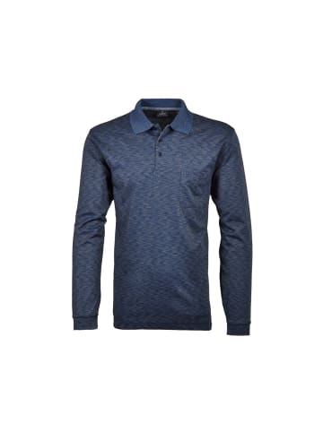 Ragman Poloshirt langarm für Herren in blau