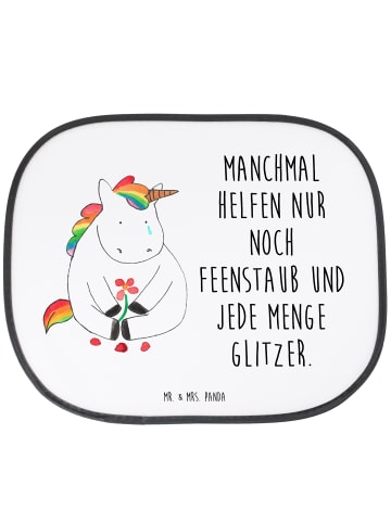 Mr. & Mrs. Panda Sonnenblende Auto Einhorn Traurig mit Spruch in Weiß