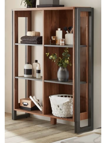 Furn.Design Badmöbel-Set 4-teilig Eiche, Matera grau 201 cm, Badkombination mit Waschbecken