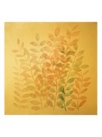 WALLART Leinwandbild Gold - Sommerlicher Blätterreigen in Orange