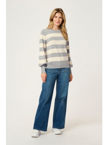 Kaffe Strickpullover KAlizza in Grey melange/Turtledove stripe