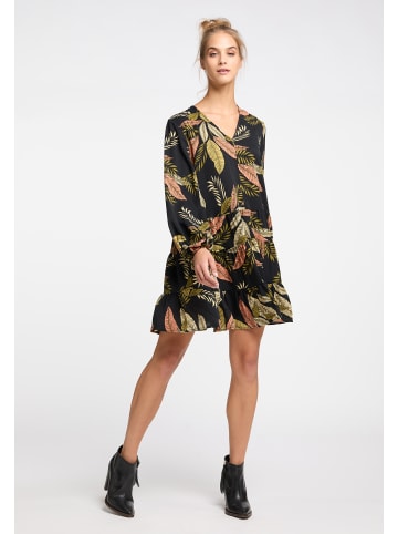 IZIA Damen Langarmkleid in Schwarz Mehrfarbig
